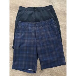 Ben Hogan Mens Performance Golf Shorts Size 32 Navy Blue and Blue Plaid Bundle 2